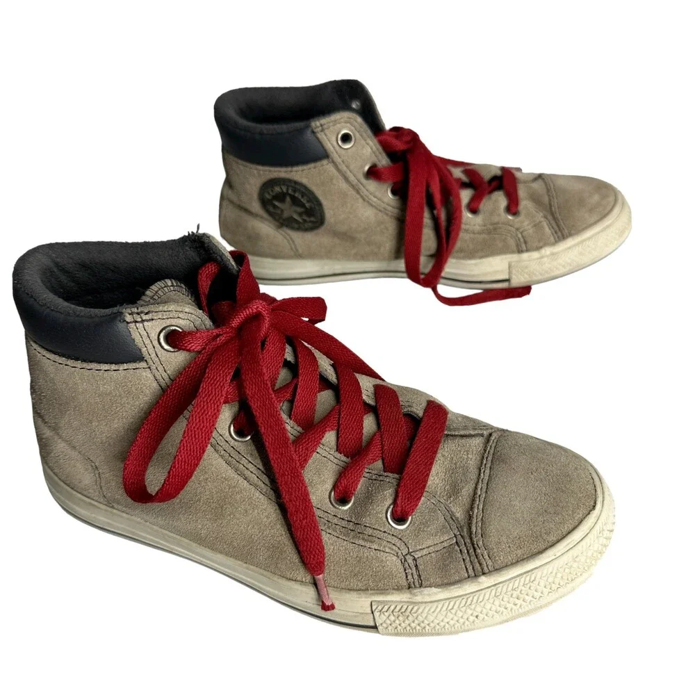 Converse All Star High Top Shoes Brown Sued Leather Mens Size 4